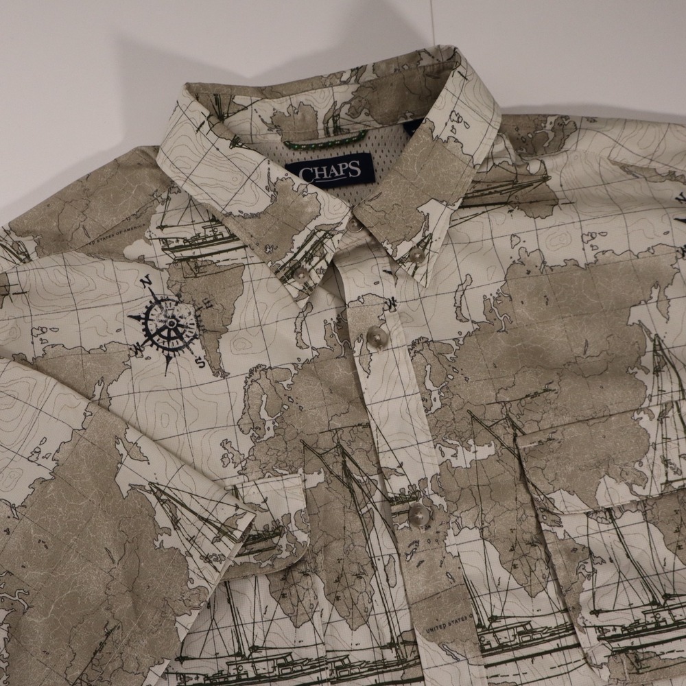 Chaps Shirt Mens XL Allover Print Button Down Vented